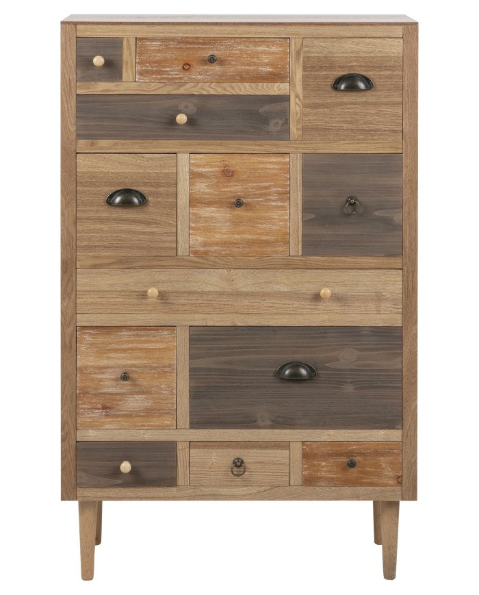 Thais pecho, MDF chapa de fresno marrón colores teñidos barniz transparente, 13 cajones piernas ceniza, Barniz