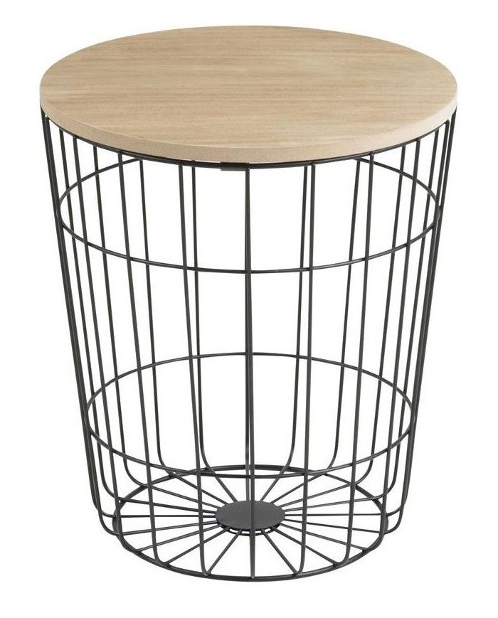 Lotus mesa de café naturaleza paulownia chapa de madera, metal de base no tratado, caja de negro 4 P