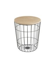 Lotus mesa de café naturaleza paulownia chapa de madera, metal de base no tratado, caja de negro 4 P