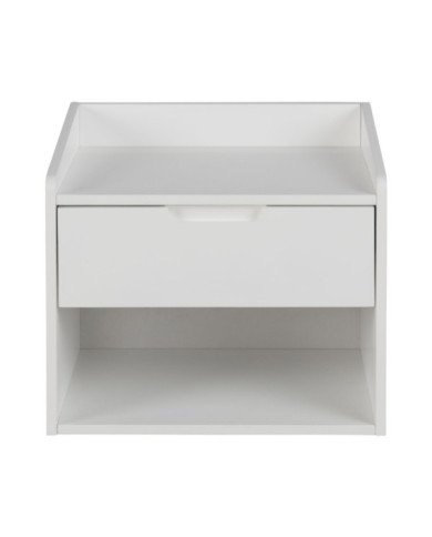 Dimeo cama de la pared lateral de madera mesa lacado blanco, cajones PC 1 L     40 W     30 H     35 cm