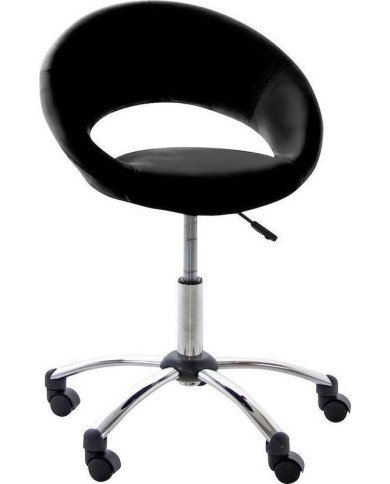 silla de escritorio rollizo aspecto de cuero negro de la PU, cromo base de