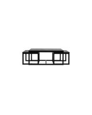 Mesa de café Cornus establece / chapa de la ceniza, conjunto negro de madera maciza de 3 PC KD L     120 W     60 H     50 cm