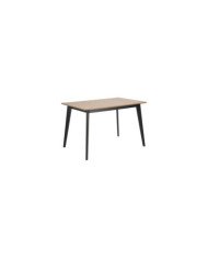 Roxby mesa de comedor chapados roble tablero de la mesa, lacado, negro madera de caucho base pintada