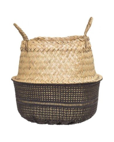 Cesta Seagrass con asas 30x35 cm Marrón y negra