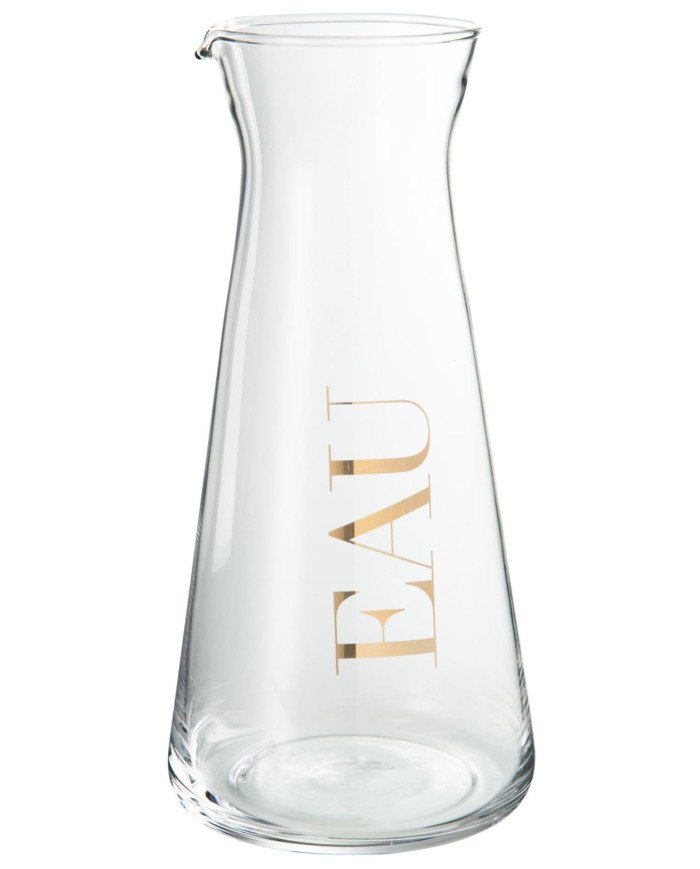 Jarra de vidrio 11x23 cm Transparente dorado.