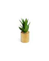 Planta artificial Agave con maceta de cerámica dorado 11 cm