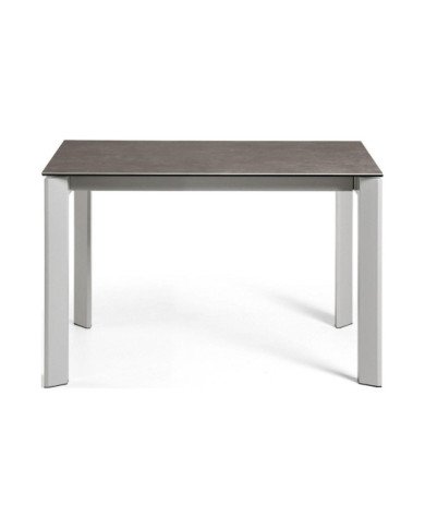 Mesa extensible Axis 120 (180) cm porcelánico acabado Vulcano Ceniza patas gris