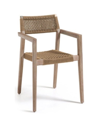 Silla Vetter madera maciza de eucalipto y cuerda beige