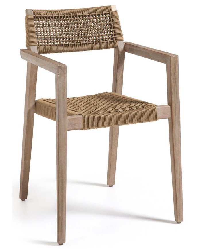 Silla Vetter madera maciza de eucalipto y cuerda beige