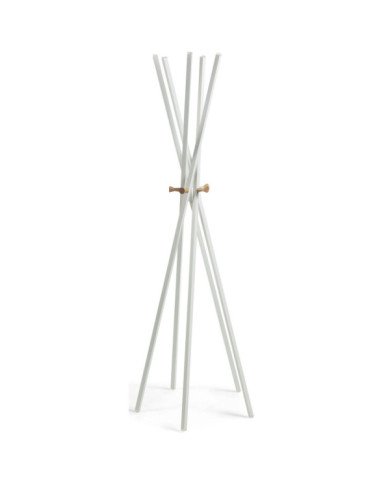 Perchero Chelsey acero blanco y madera maciza de caucho 170 cm