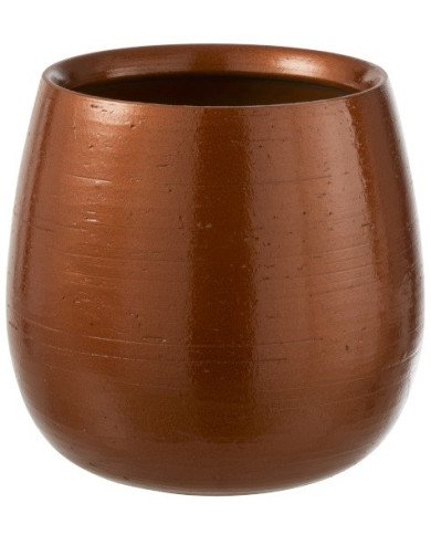 MACETA BRILL CER NARANJA/ORO L