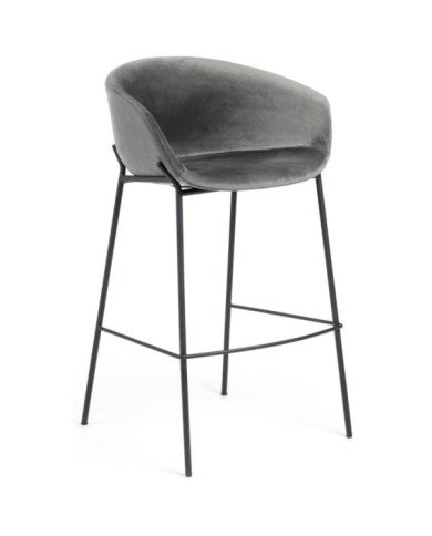 Taburete de bar Zadine 60x99 cm terciopelo gris