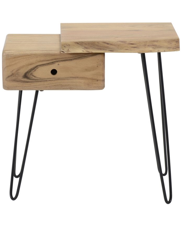 Mesa de noche Naturel, de madera, derecho