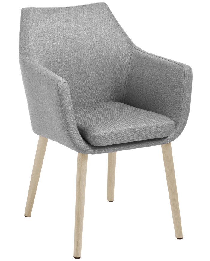 Silla Nora con reposabrazos 58x84 cm gris claro - patas blanqueadas