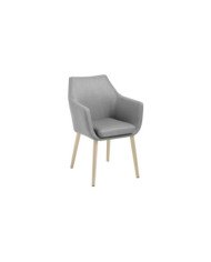 Silla Nora con reposabrazos 58x84 cm gris claro - patas blanqueadas
