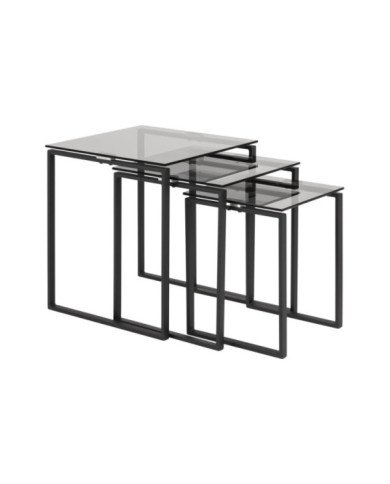 Mesas de café Katrine (3set) ahumados patas negras