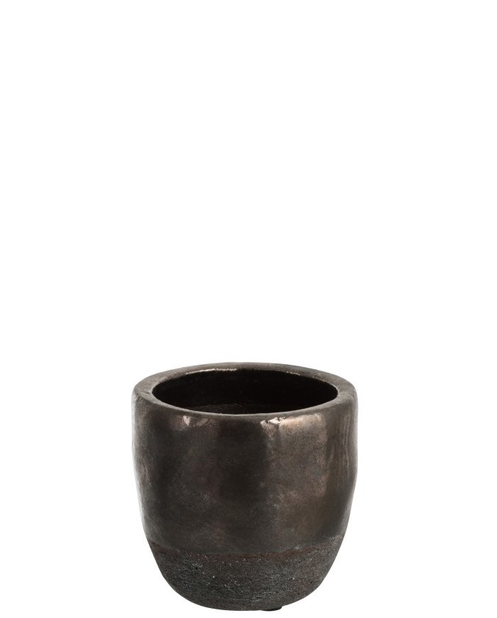 MACETA LOZA MARRON L